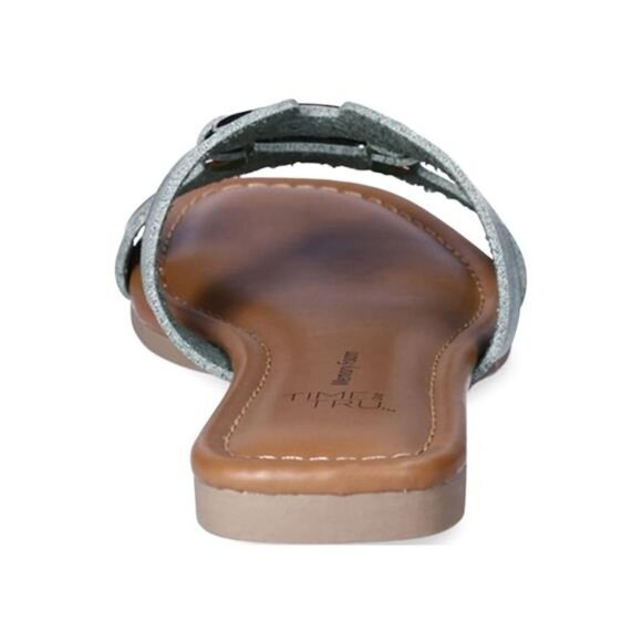 New Women's Embellished Slide Sandals Green - Picture 3 of 4